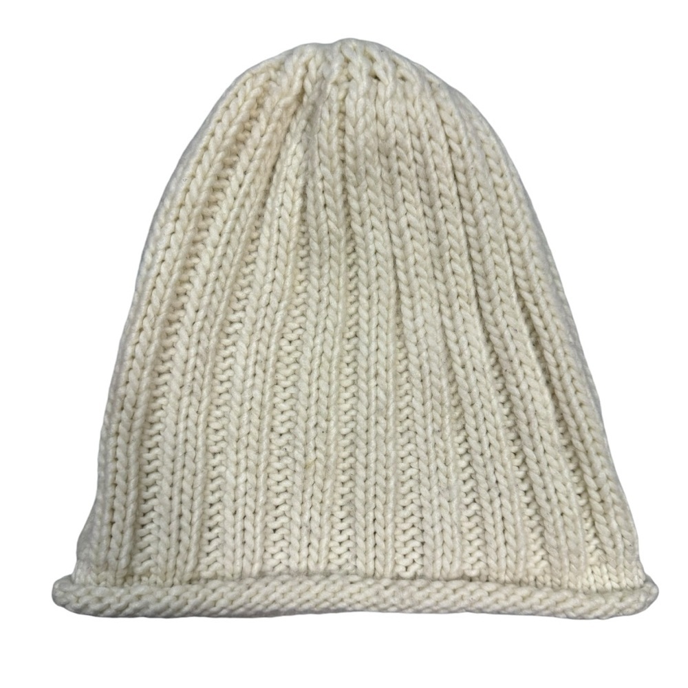 Free People Rory Ribbed Slouchy Ivory Beanie Hat - Picture 4 of 5